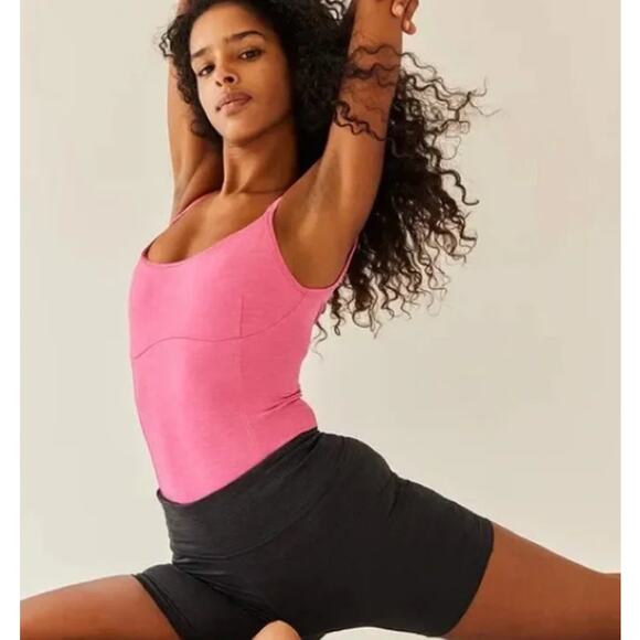 OUTDOOR VOICES TechSweat Tank Leotard Bodysuit Large Pink Cerise Sleeveless NWT - Picture 2 of 10